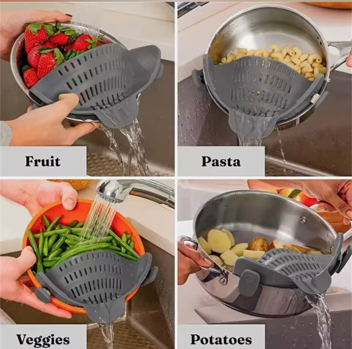 Silicone Pot/Bowl Clip Strainer