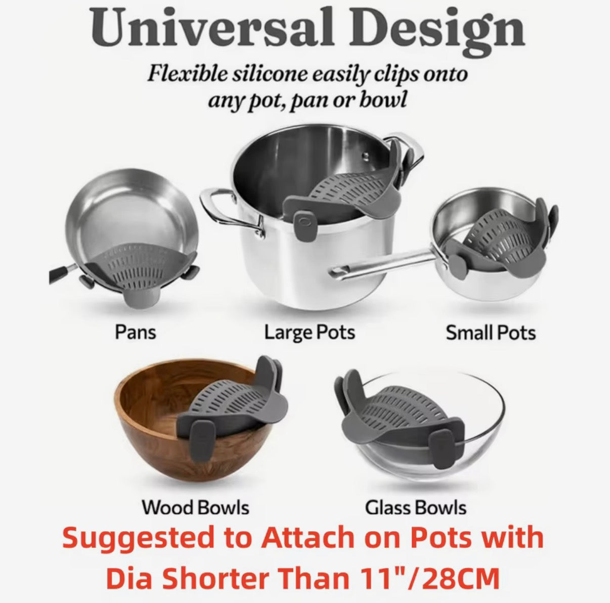 Silicone Pot/Bowl Clip Strainer