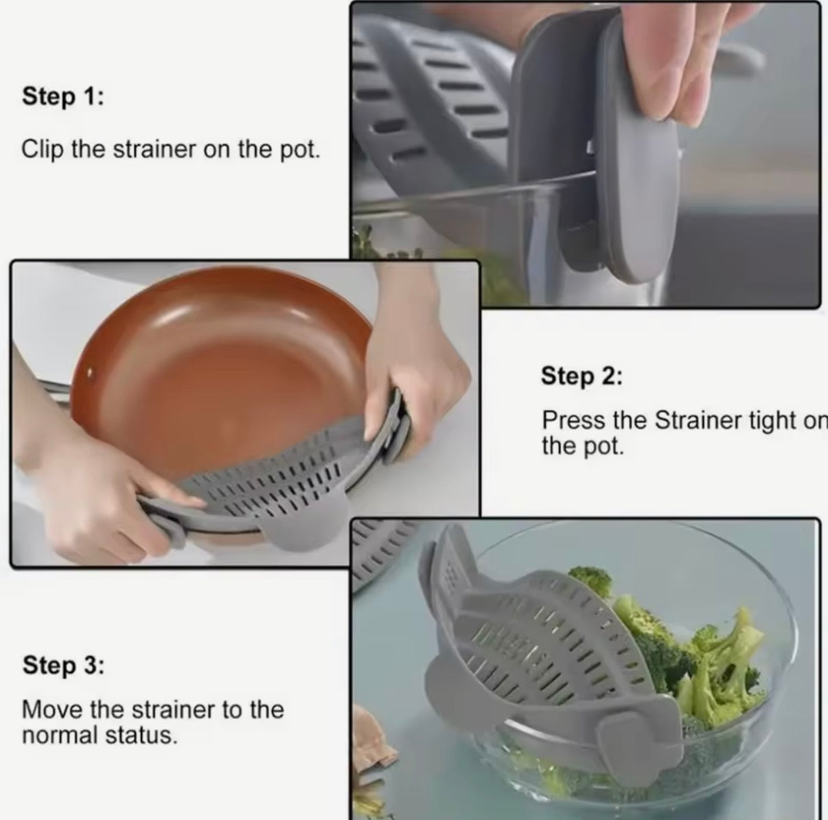 Silicone Pot/Bowl Clip Strainer